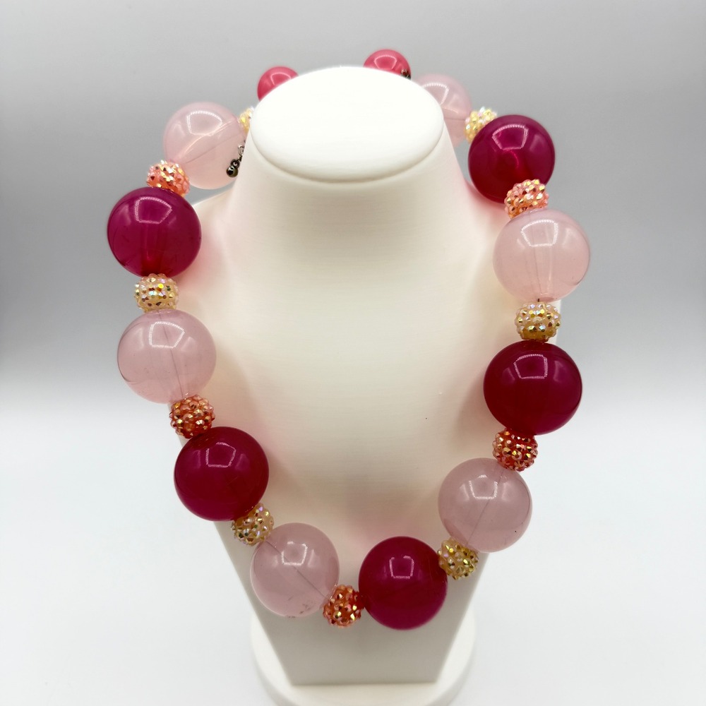 Cordelia Accessories Y2K Pink Bubble Bead Necklace Earring Set New Old Stock